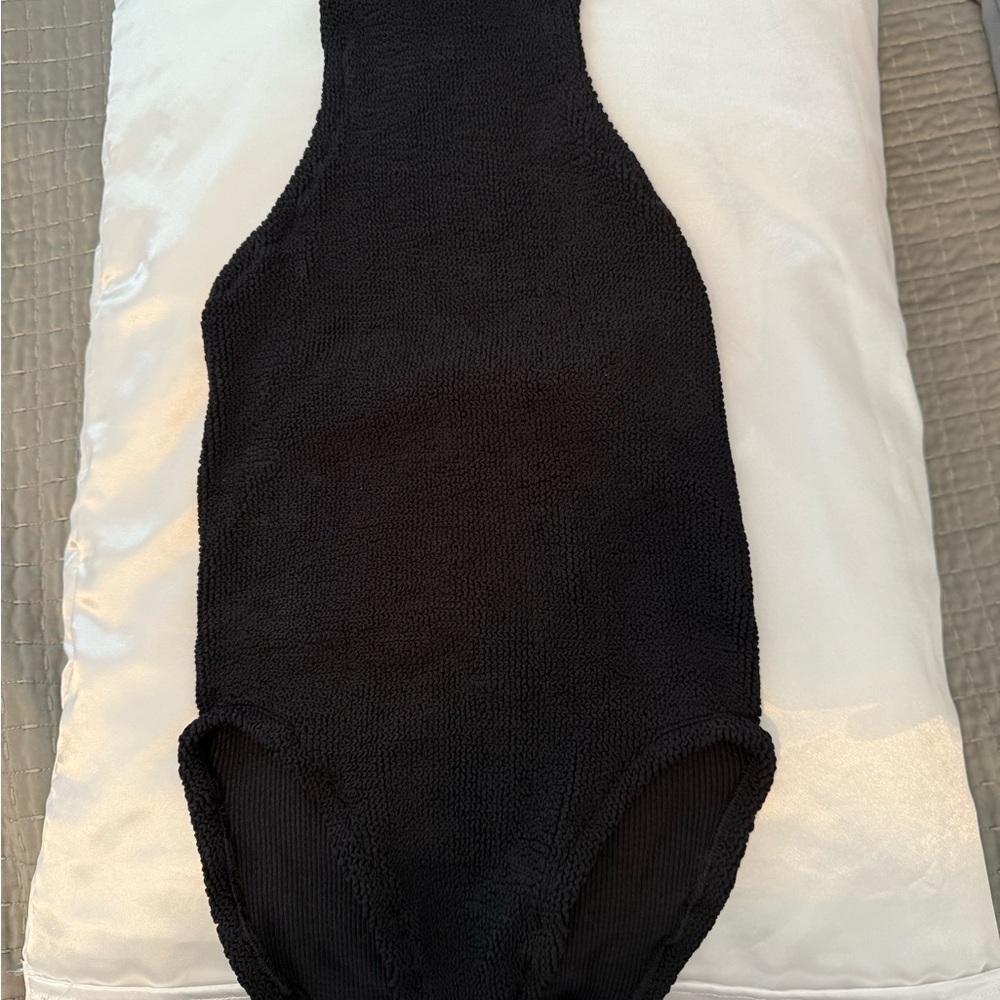 Hunza G Textured Black One Piece Swimsuit